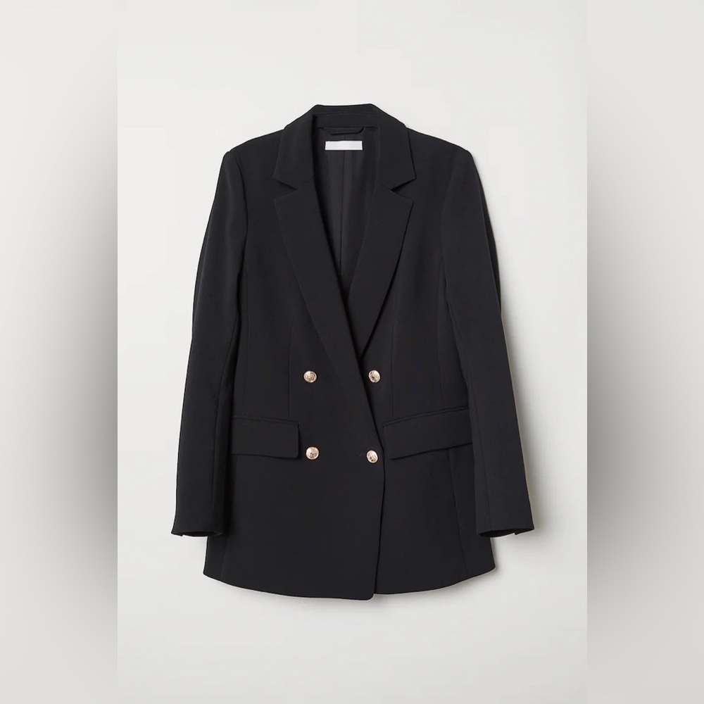 H&M Black Gold Button Double Breasted Blazer